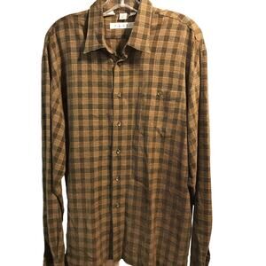 Haupt Germany Vintage Men’s L Brown Check LS Button Down Viscose Acrylic Shirt